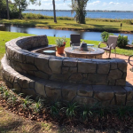 Artisan Stone Creation - Crescent Bench & Fire Pit